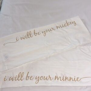 Disney (2) pillow cases White & gold Elegant Script